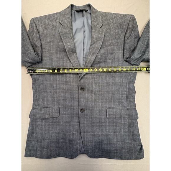 Jos A Bank Signature Collection Blue Grey Plaid Blazer Silk/Wool 4 Button 42R - Picture 7 of 9